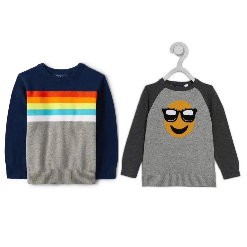 Children’s Place 2pc Sweater Bundle Emoji Rainbow Boys 3T‎